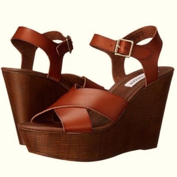 Steve Madden Brown Petrina Wedge Sandal Size 9.5 - Picture 1 of 12
